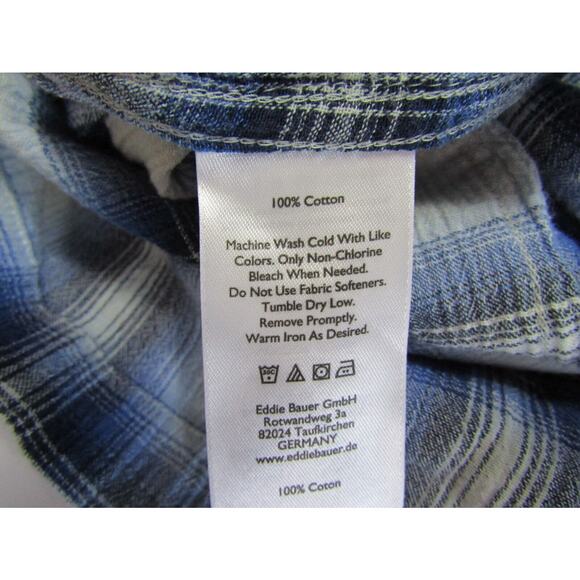 Eddie Bauer Classic Fit Blue Plaid Button Shirt Men's size TL Nautical - Picture 9 of 9